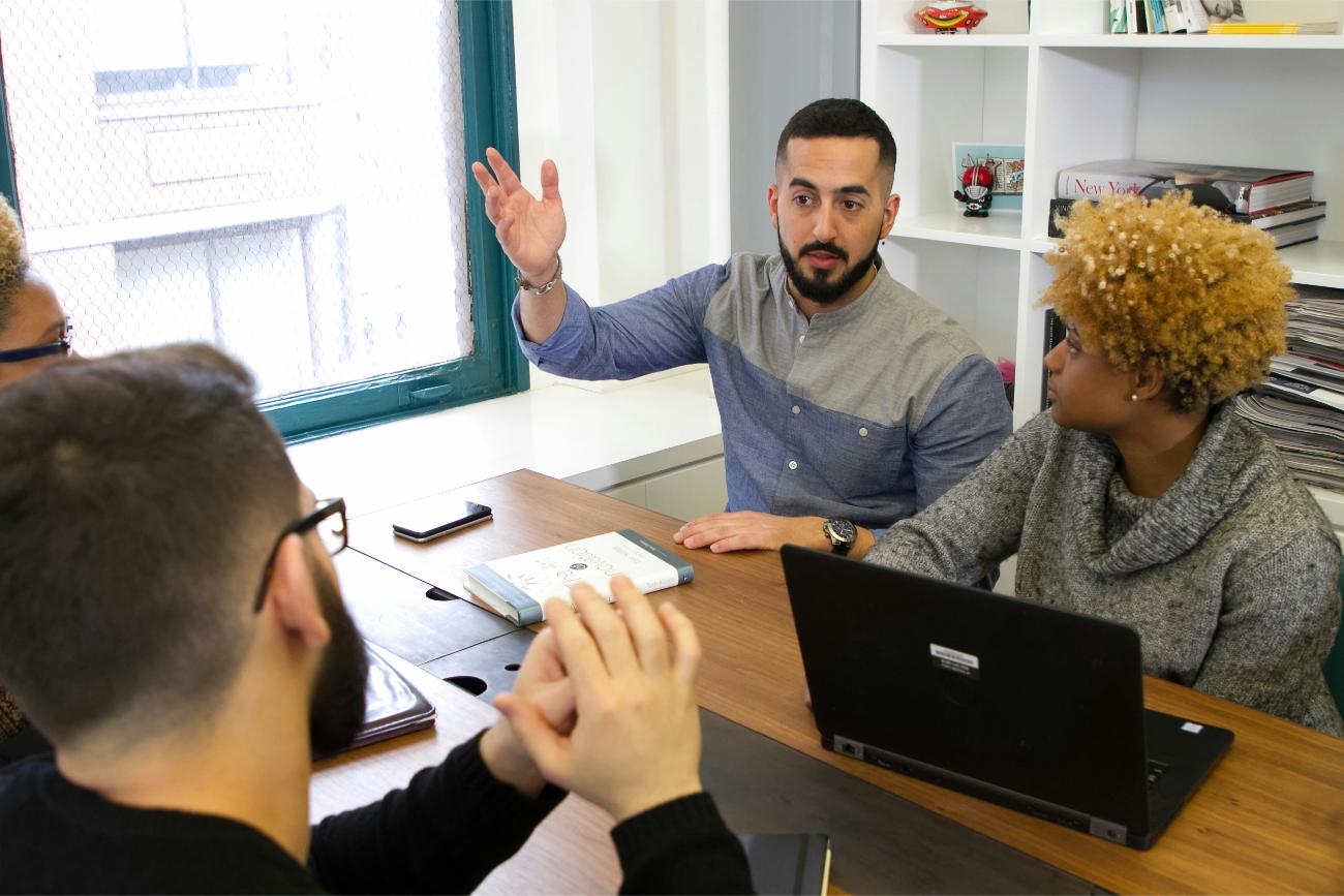 Group discussion in an office